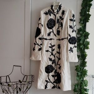 White velour dress coat